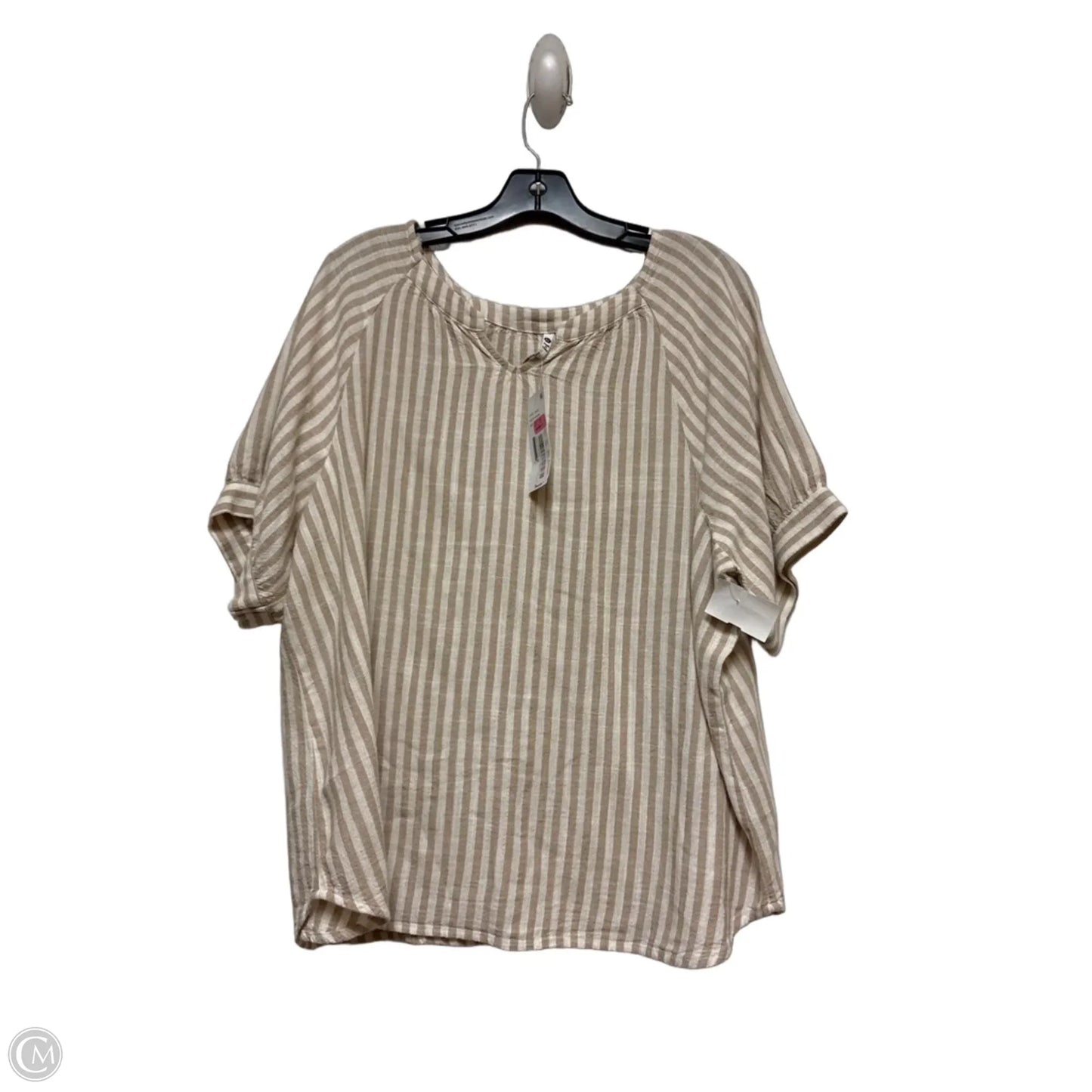 Top Short Sleeve By Leo And Nicole In Striped Pattern, Size: Xl