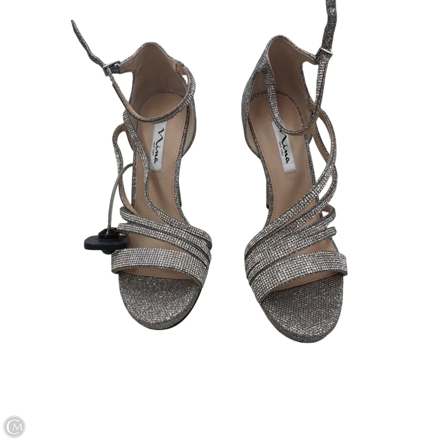 Sandals Heels Stiletto By Nina In Silver, Size: 10