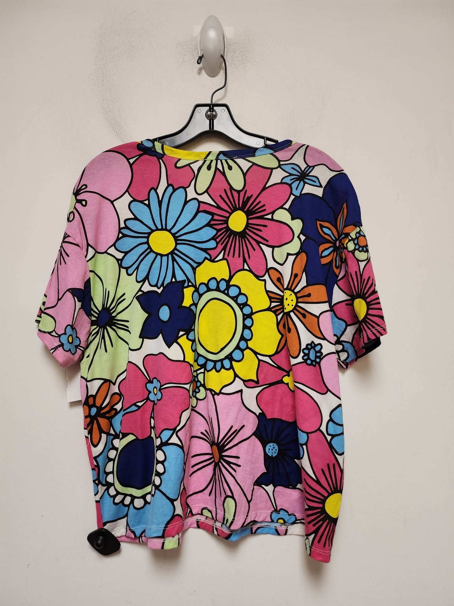 Floral Print Top Short Sleeve Basic Zara, Size L