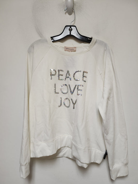 Top Long Sleeve By Philosophy In White, Size: Xl