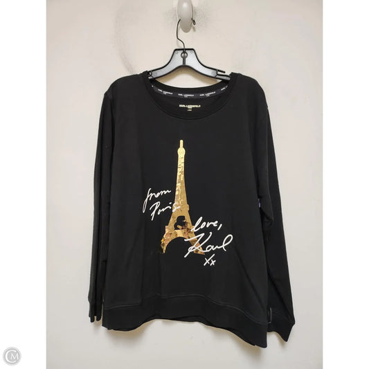 Sweater Designer By Karl Lagerfeld In Black & Gold, Size: L