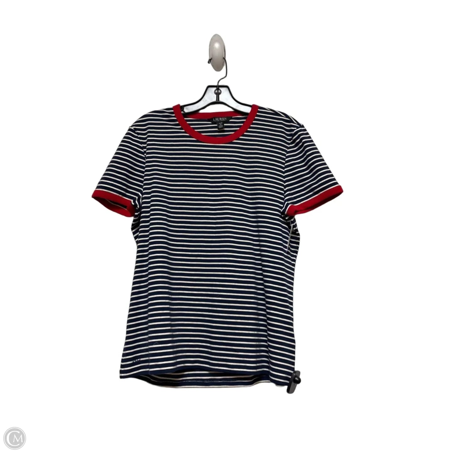 Top Short Sleeve Basic By Lauren By Ralph Lauren In Blue & Red & White, Size: Xl