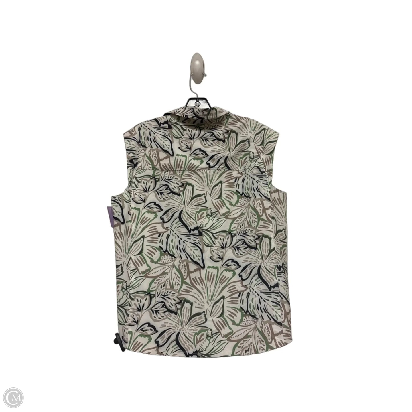 Top Sleeveless By Chicos In Green & Tan, Size: L