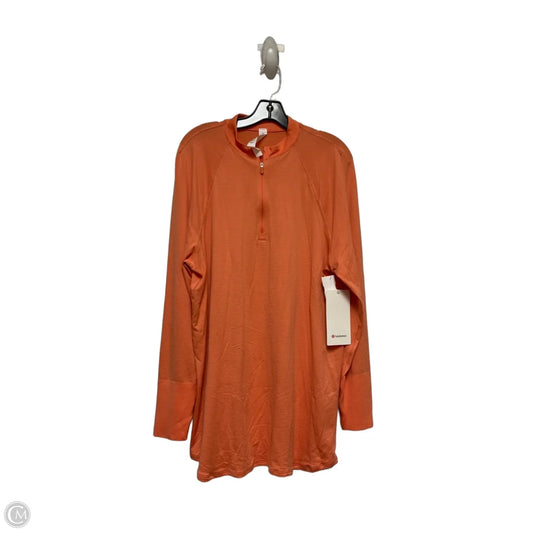 Athletic Top Long Sleeve Crewneck By Lululemon In Orange, Size: 14