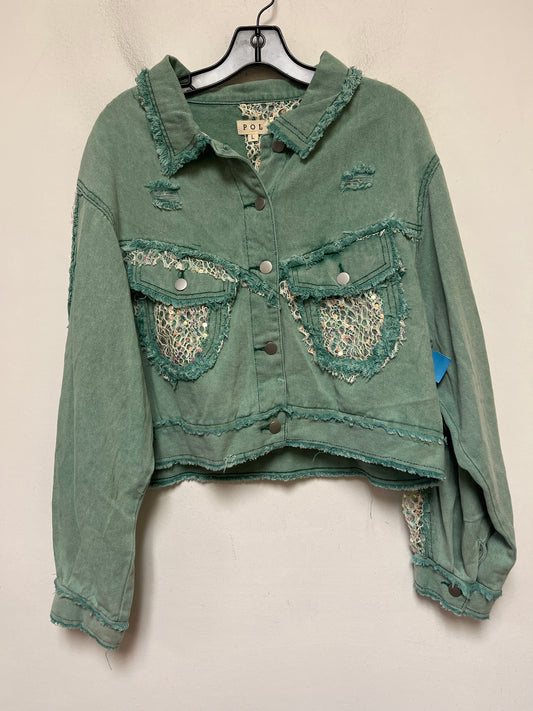 Jacket Denim By Pol In Green Denim, Size: L