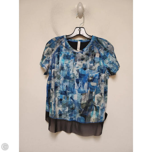 Athletic Top Short Sleeve By Lululemon In Blue & Green, Size: 6