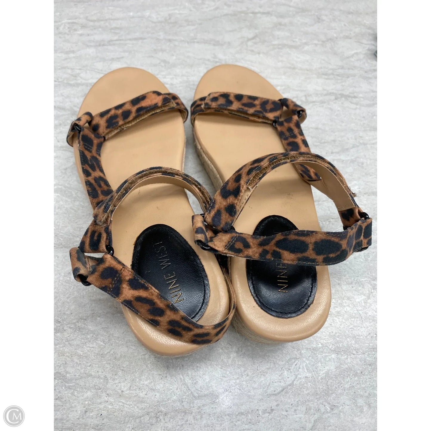 Sandals Heels Wedge By Nine West In Animal Print, Size: 8