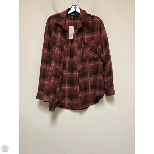 Top Long Sleeve By Wild Fable In Plaid Pattern, Size: S