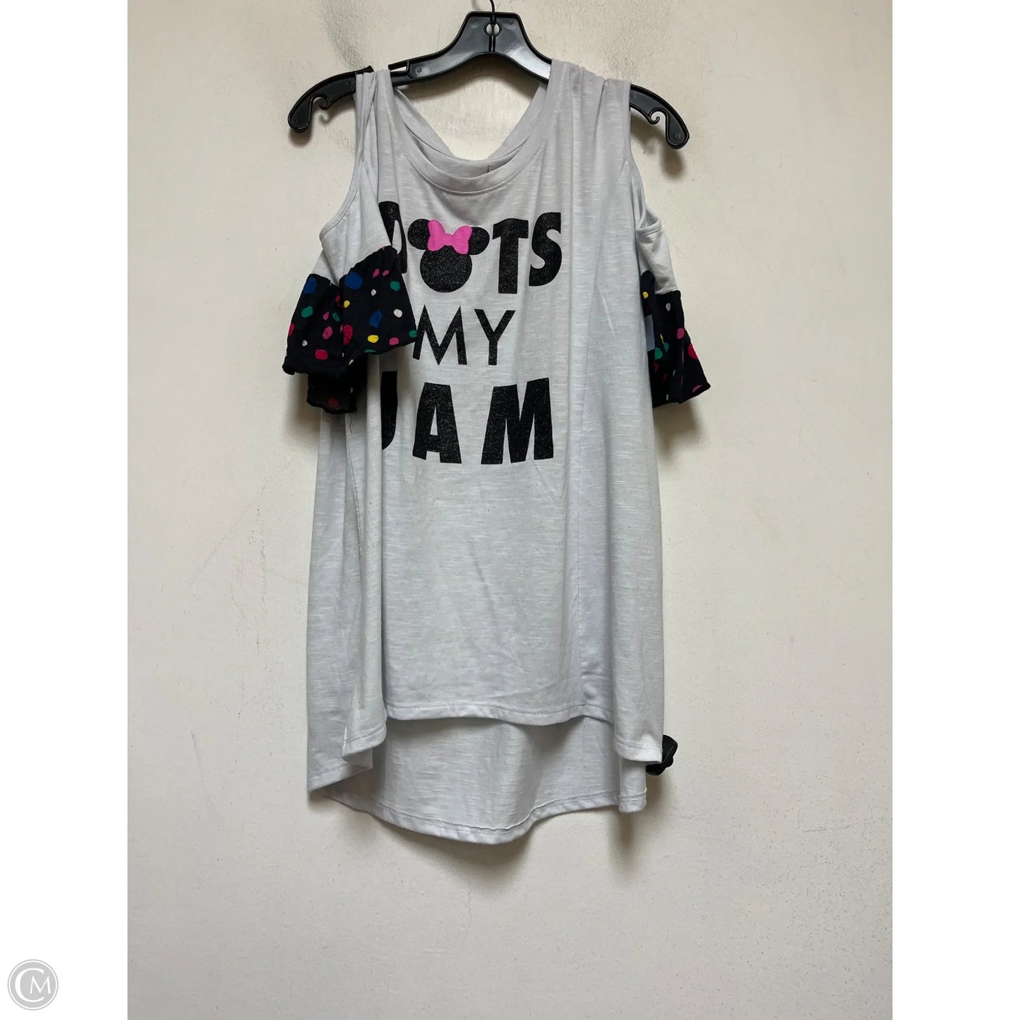 Top Short Sleeve By Disney In Grey & Pink, Size: 2x