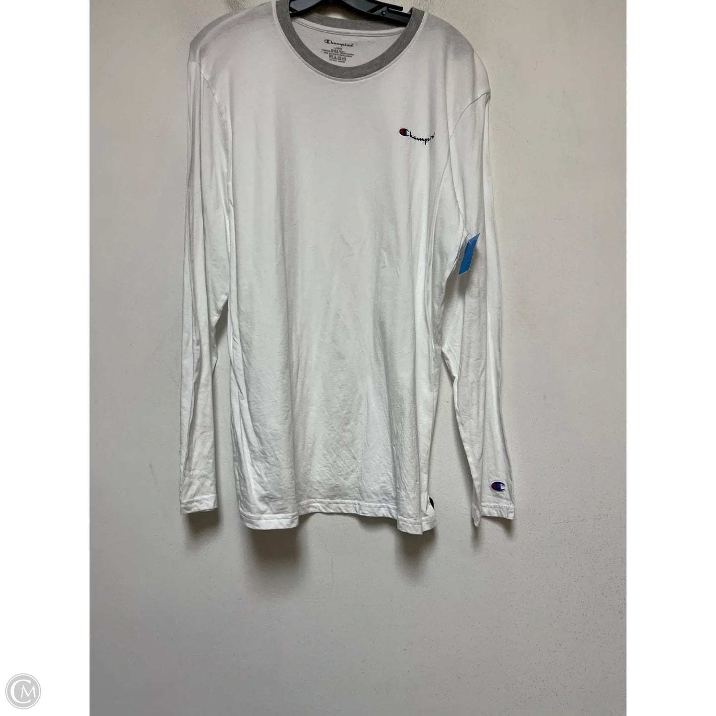 Athletic Top Long Sleeve Crewneck By Champion In White, Size: L
