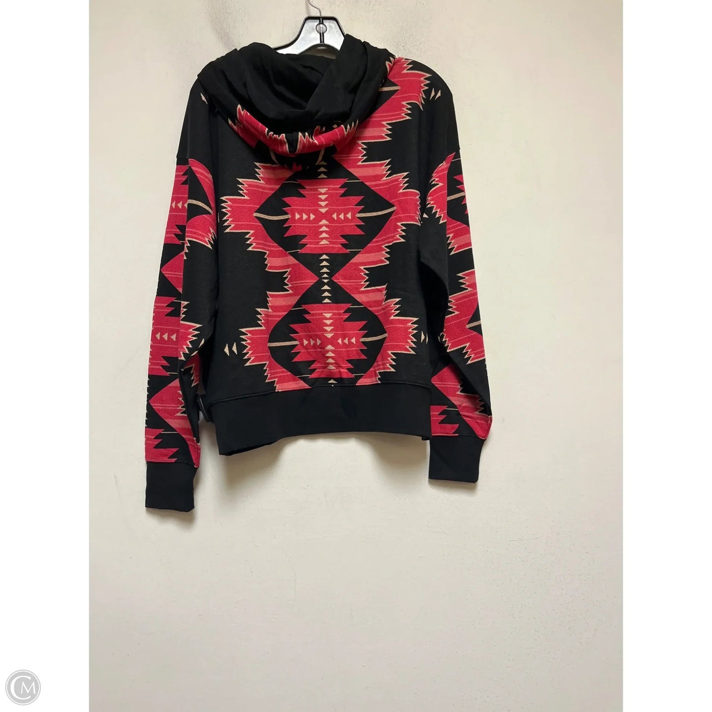 Sweatshirt Hoodie By Lauren By Ralph Lauren In Black & Pink, Size: M