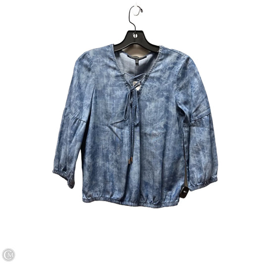 Top Long Sleeve By White House Black Market In Blue & Brown, Size: Xxs