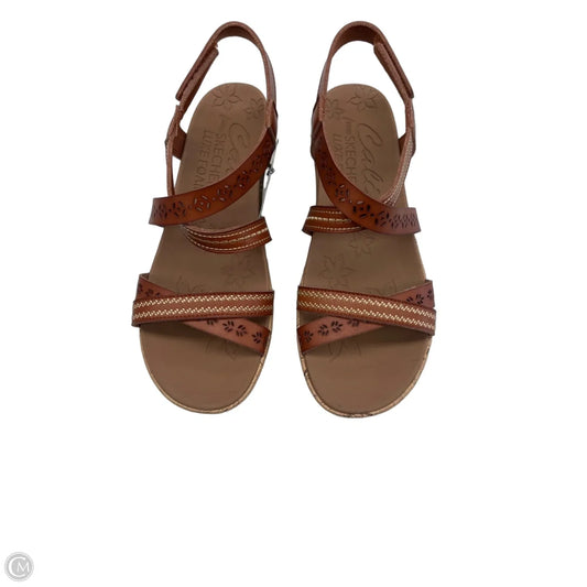 Sandals Heels Wedge By Skechers In Tan, Size: 9.5