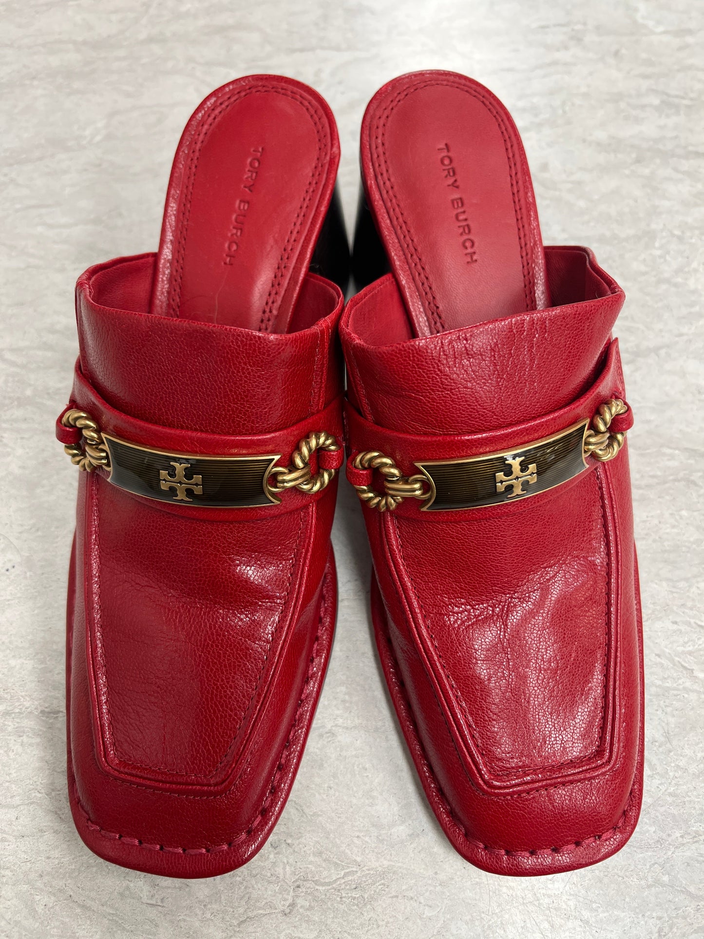Red Shoes Heels Block Tory Burch, Size 7