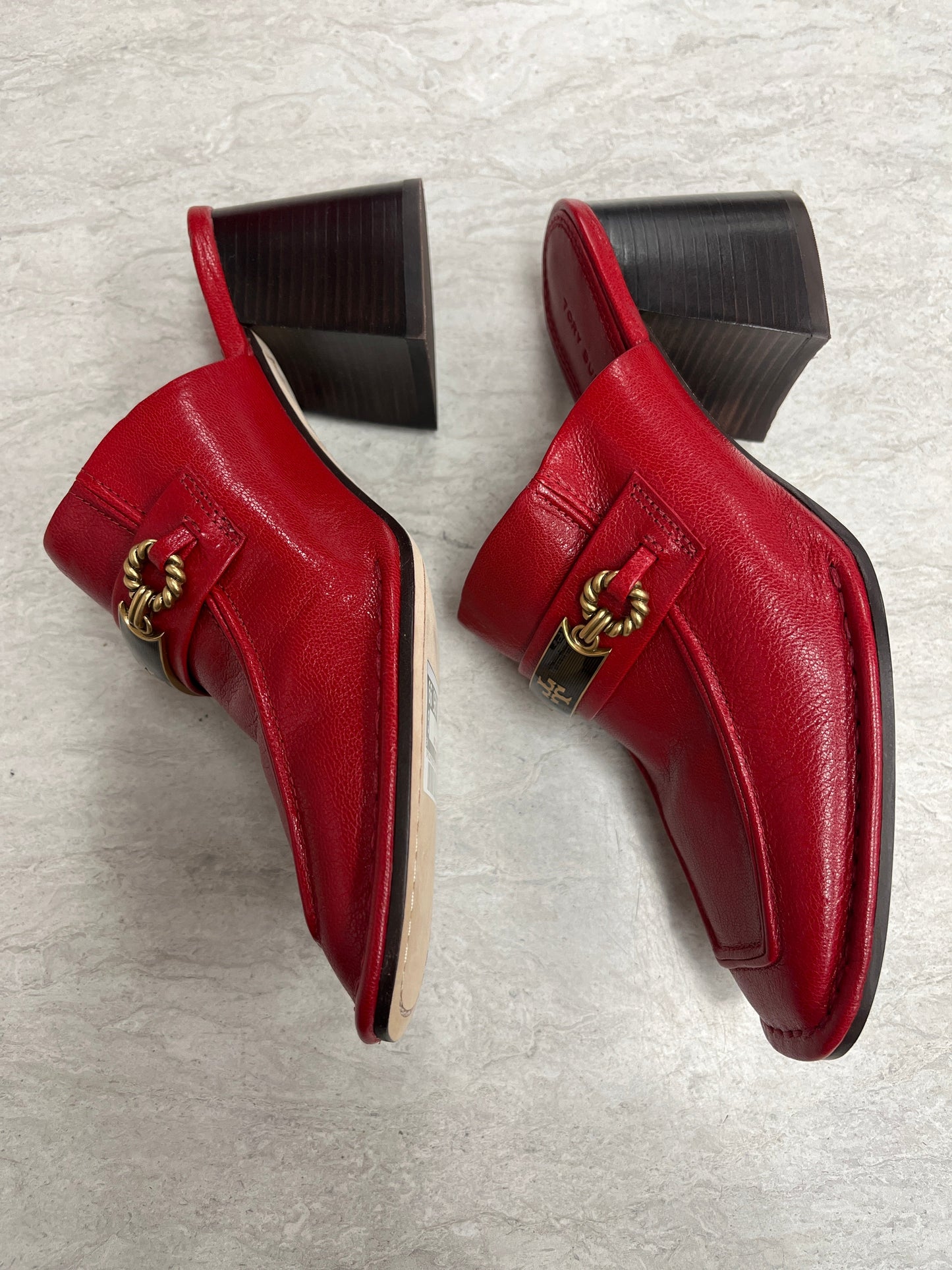 Red Shoes Heels Block Tory Burch, Size 7