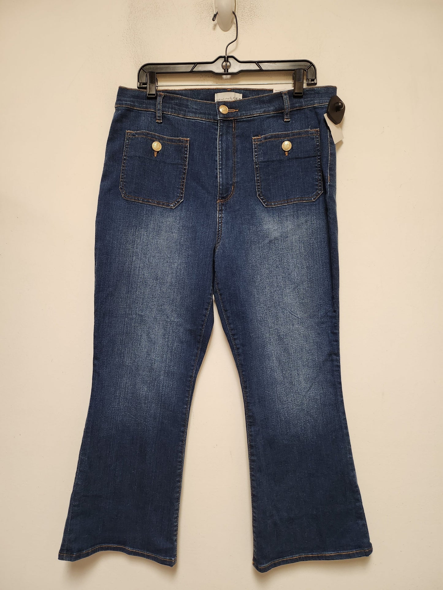 Blue Denim Jeans Wide Leg Loft, Size 10