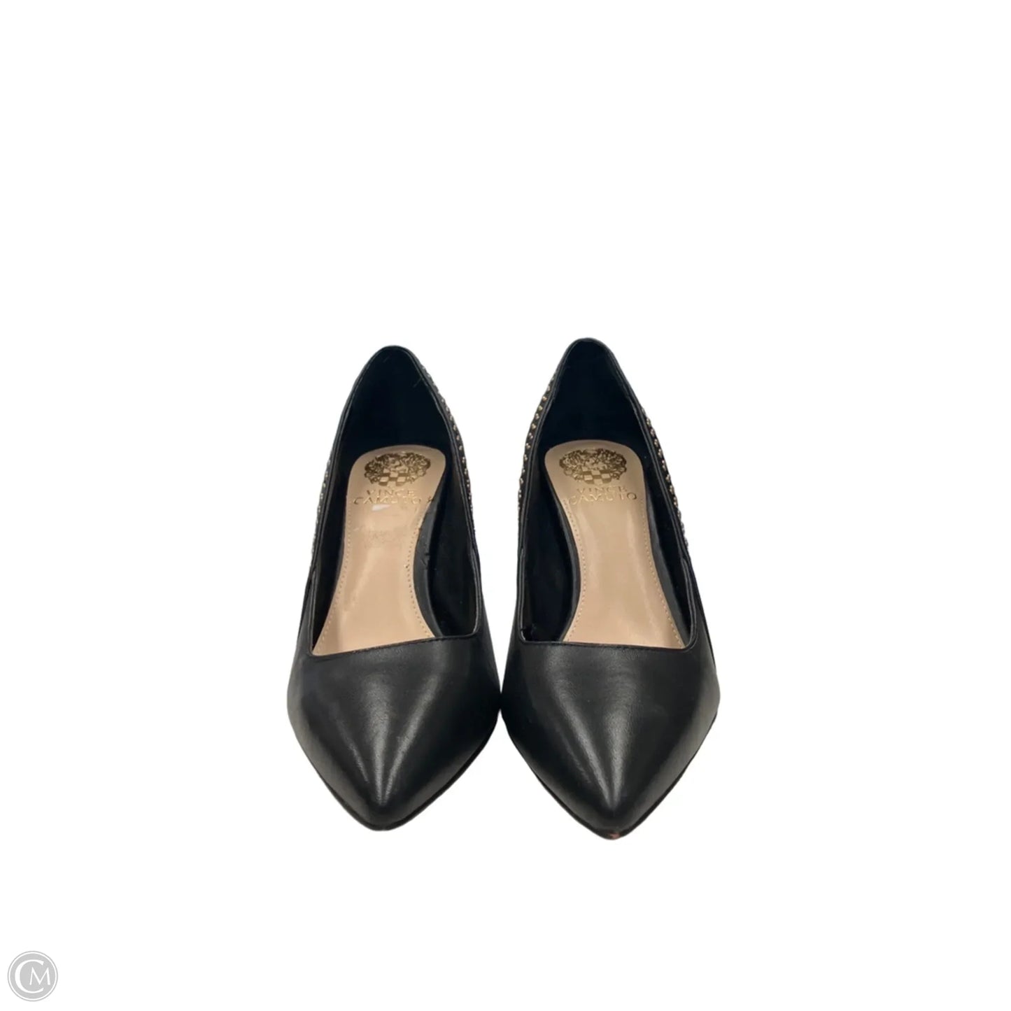 Shoes Heels Stiletto By Vince Camuto In Black & Gold, Size: 7.5