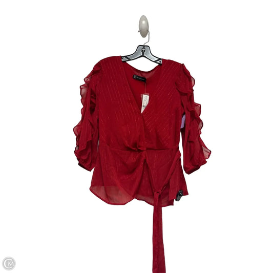 Top Long Sleeve By New York And Co In Red, Size: S