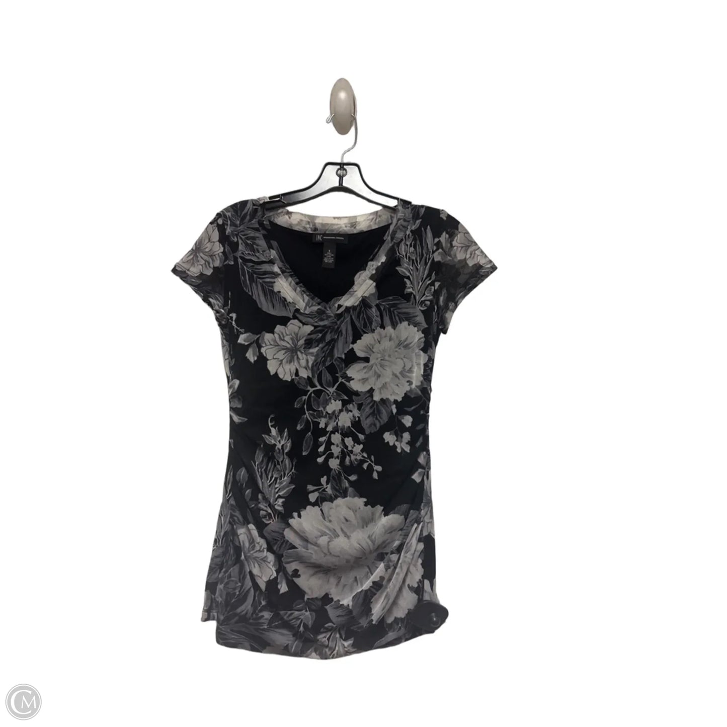 Top Short Sleeve By Inc In Black & Grey, Size: S