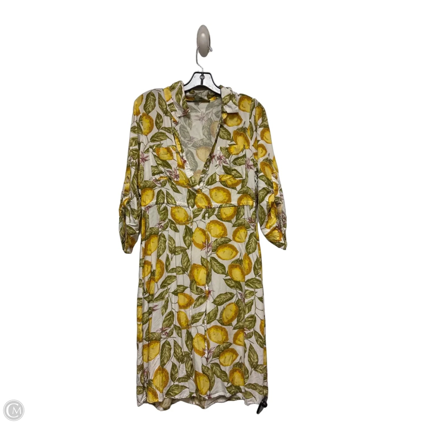 Dress Casual Short By Clothes Mentor In White & Yellow, Size: L