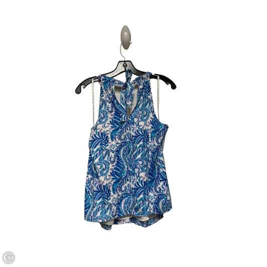 Top Sleeveless Designer By Lilly Pulitzer In Blue & White, Size: S