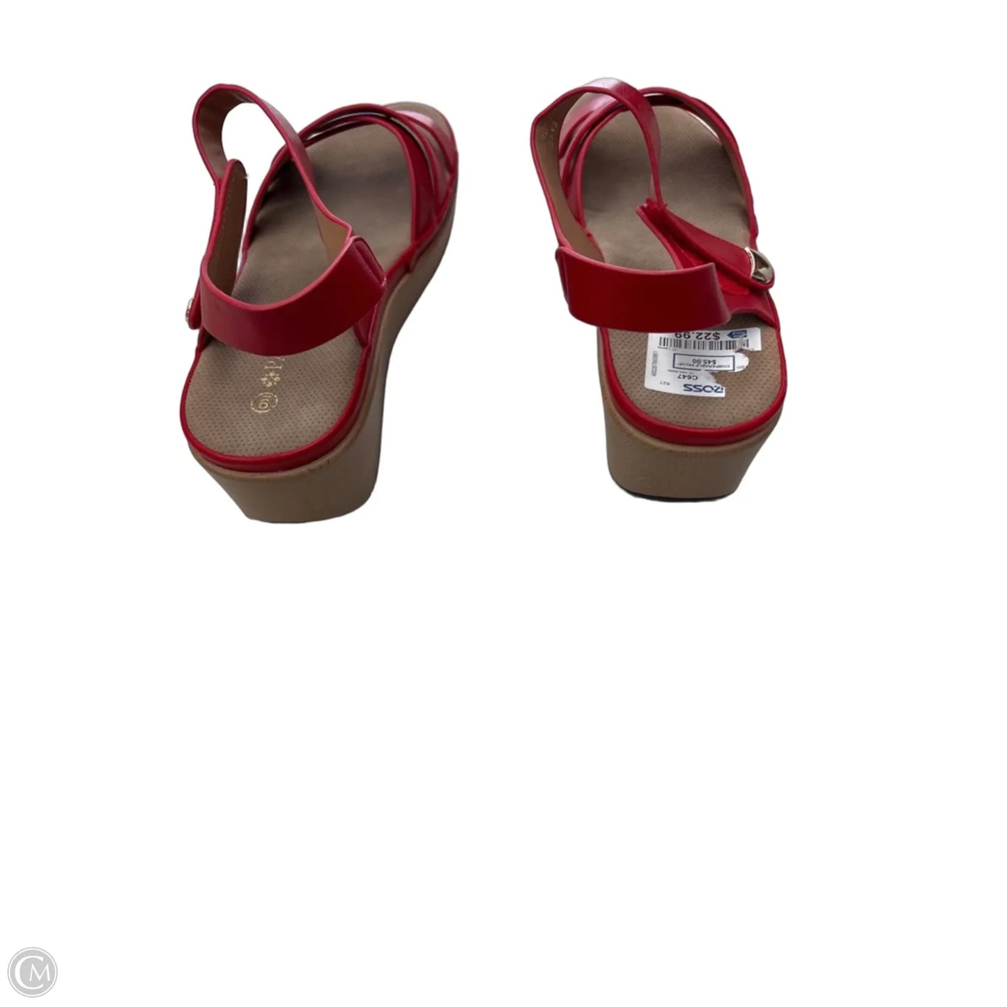 Sandals Heels Wedge By Clothes Mentor In Red, Size: 9