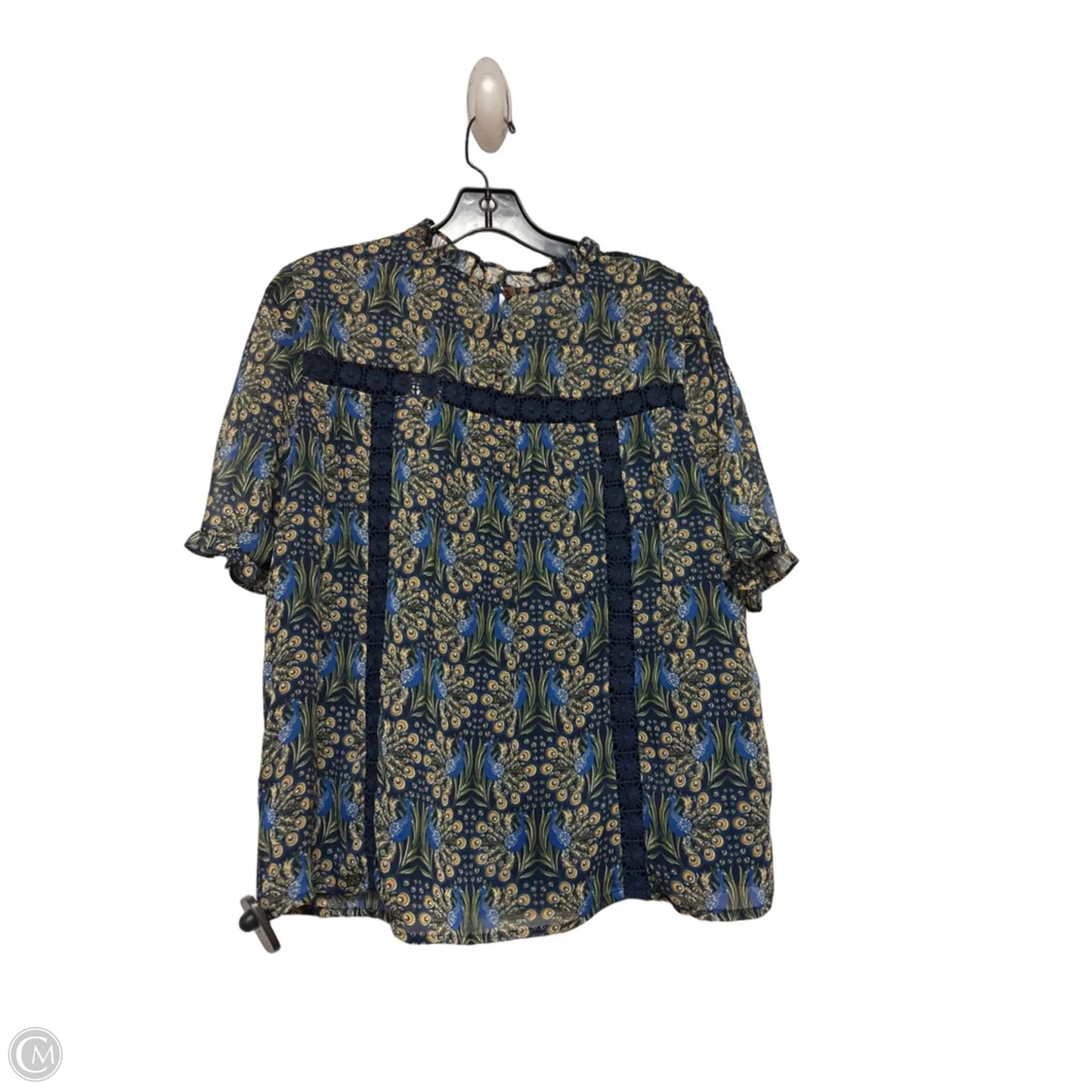 Top Short Sleeve By Daniel Rainn In Blue & Yellow, Size: M