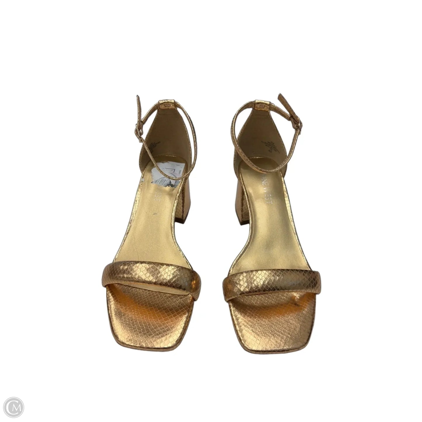 Sandals Heels Block By Nine West In Gold, Size: 6.5