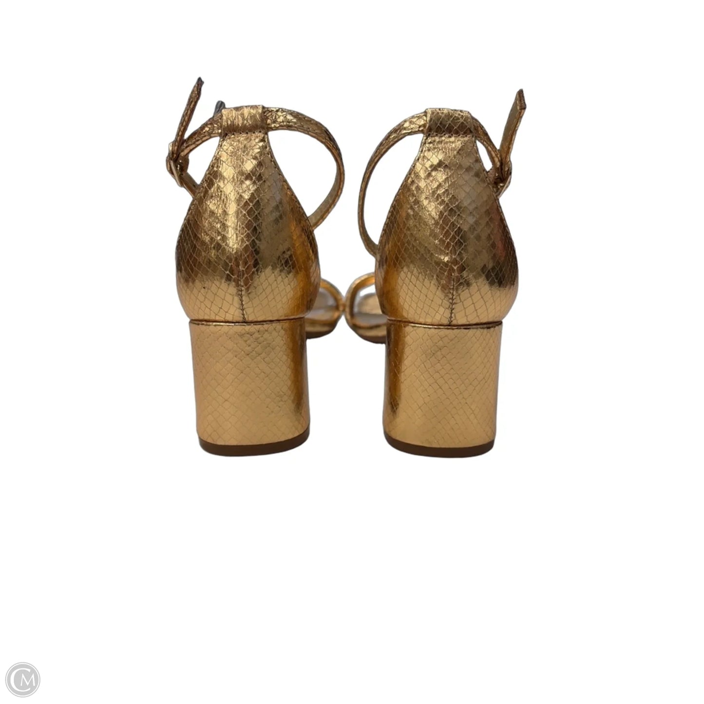 Sandals Heels Block By Nine West In Gold, Size: 6.5