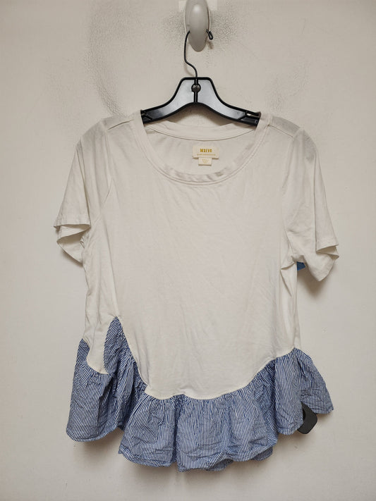 Top Short Sleeve By Maeve In Blue & White, Size: S