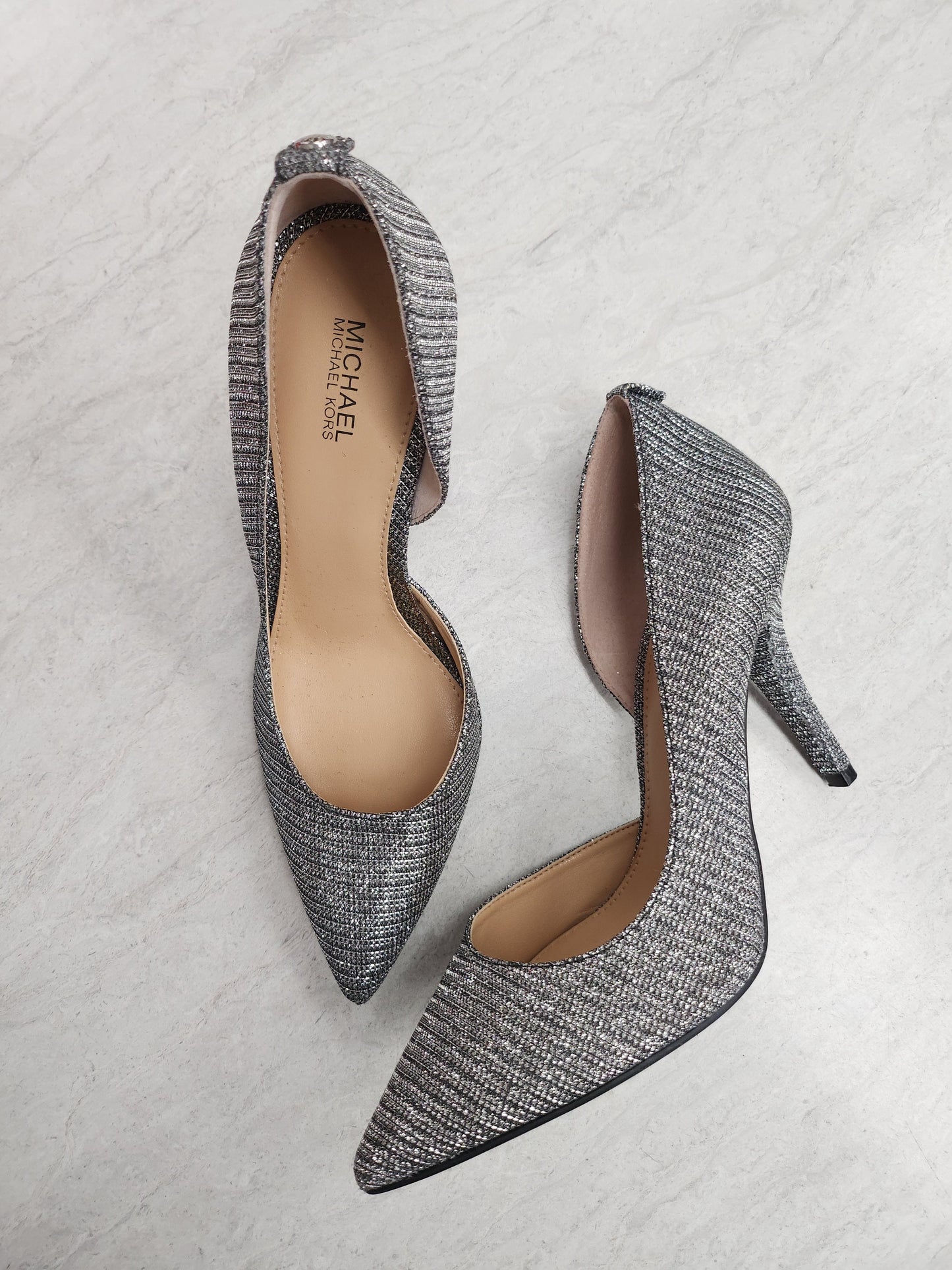 Shoes Heels Stiletto By Michael By Michael Kors In Silver, Size: 7