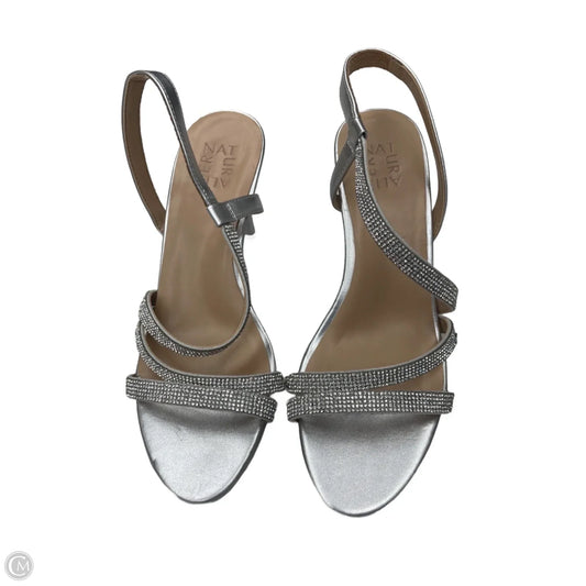 Sandals Heels Stiletto By Naturalizer In Silver, Size: 9