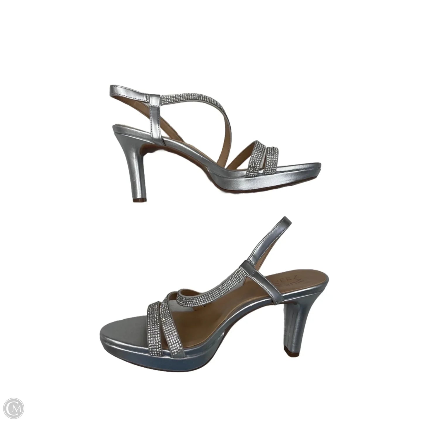 Sandals Heels Stiletto By Naturalizer In Silver, Size: 9