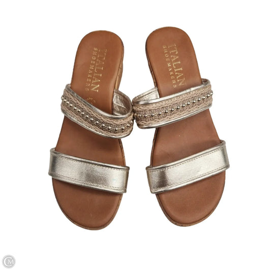 Sandals Heels Wedge By Italian Shoemakers In Gold, Size: 7