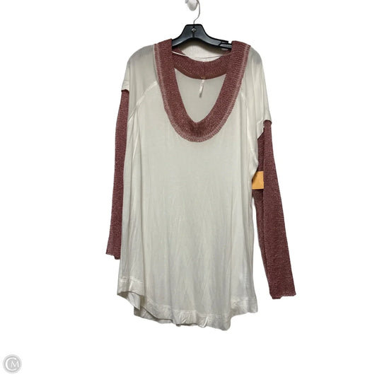 Top Long Sleeve By Free People In Pink & White, Size: Xl