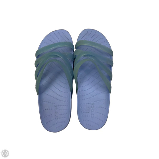 Sandals Flats By Crocs In Blue, Size: 7