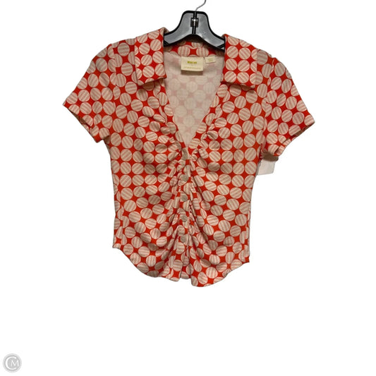 Top Short Sleeve By Maeve In Orange & White, Size: S