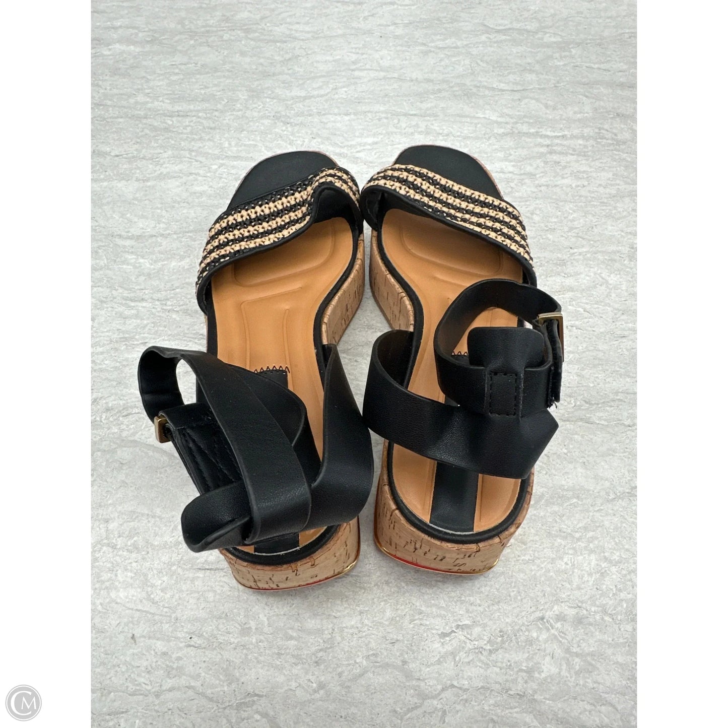 Shoes Heels Wedge By Franco Sarto In Black & Brown, Size: 9