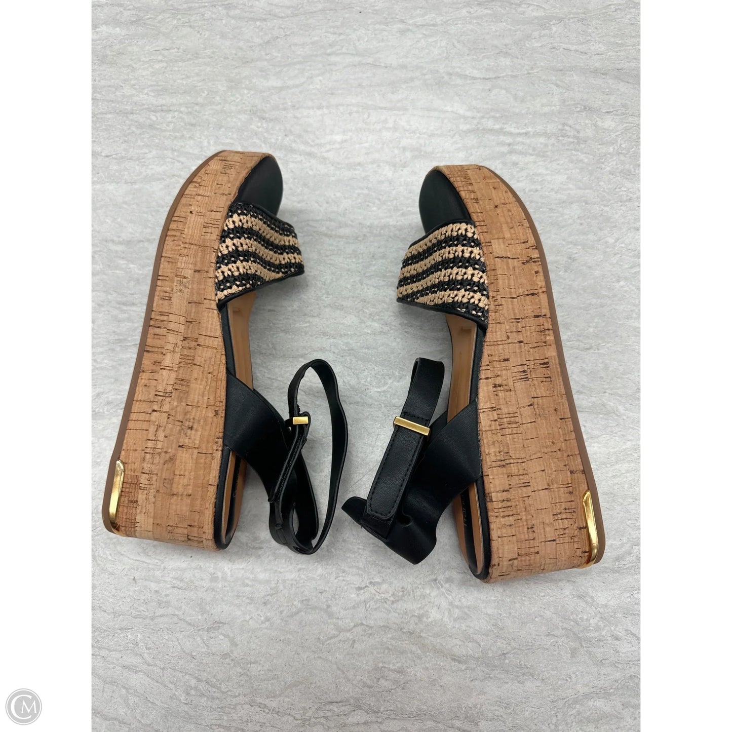 Shoes Heels Wedge By Franco Sarto In Black & Brown, Size: 9