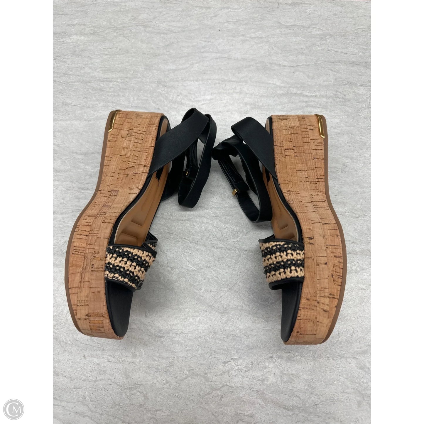 Shoes Heels Wedge By Franco Sarto In Black & Brown, Size: 9