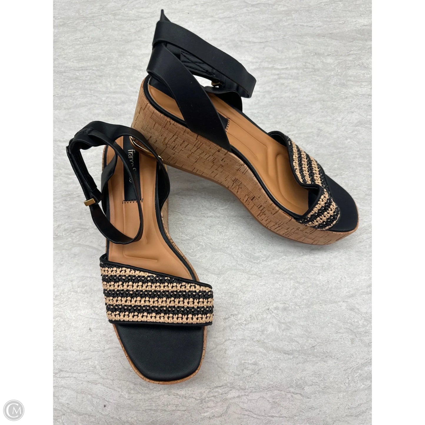 Shoes Heels Wedge By Franco Sarto In Black & Brown, Size: 9