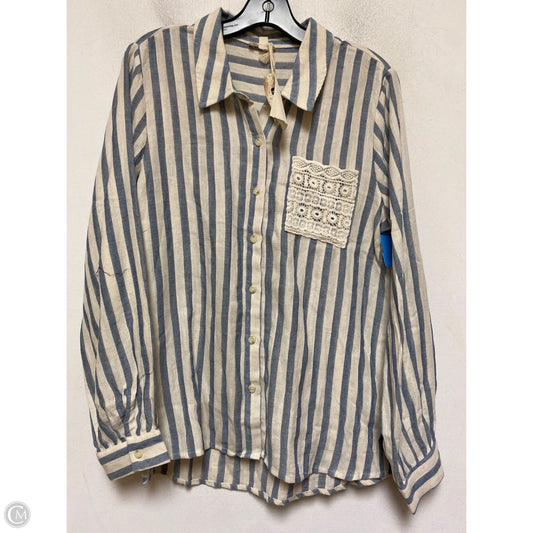 Top Long Sleeve By Hem & Thread In Striped Pattern, Size: L
