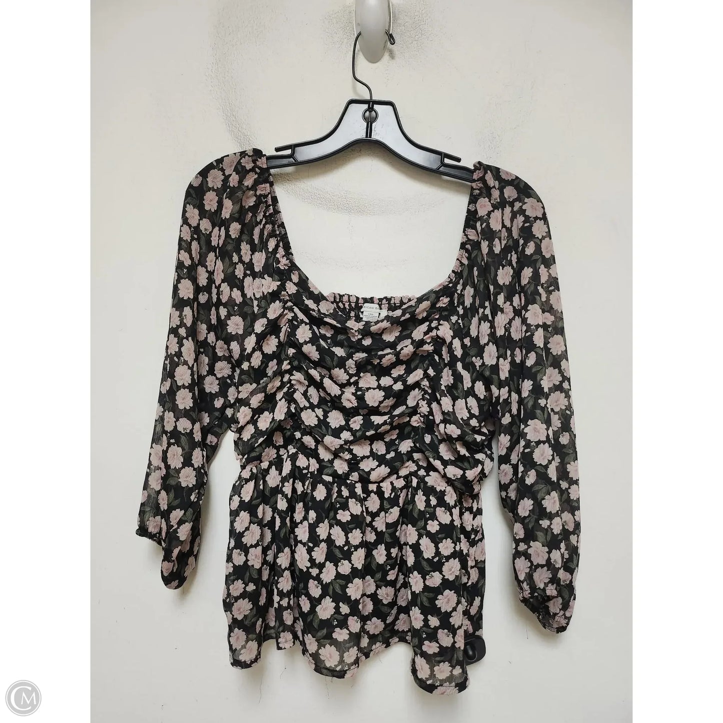 Top Long Sleeve By American Eagle In Floral Print, Size: L