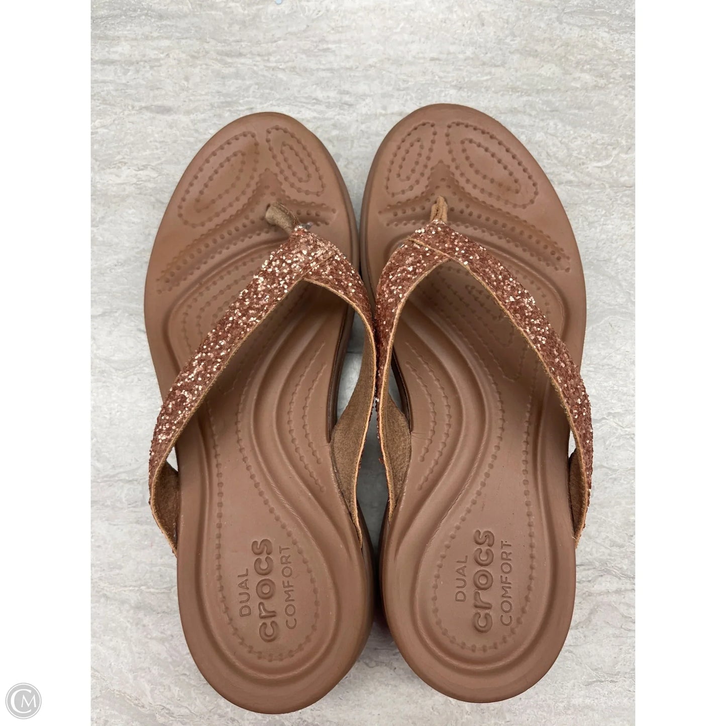 Sandals Flats By Crocs In Rose Gold, Size: 6