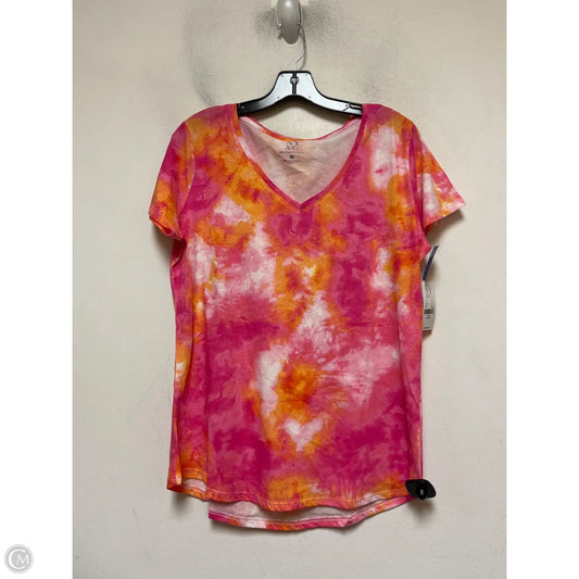 Top Short Sleeve Basic By New York And Co In Orange & Pink, Size: L