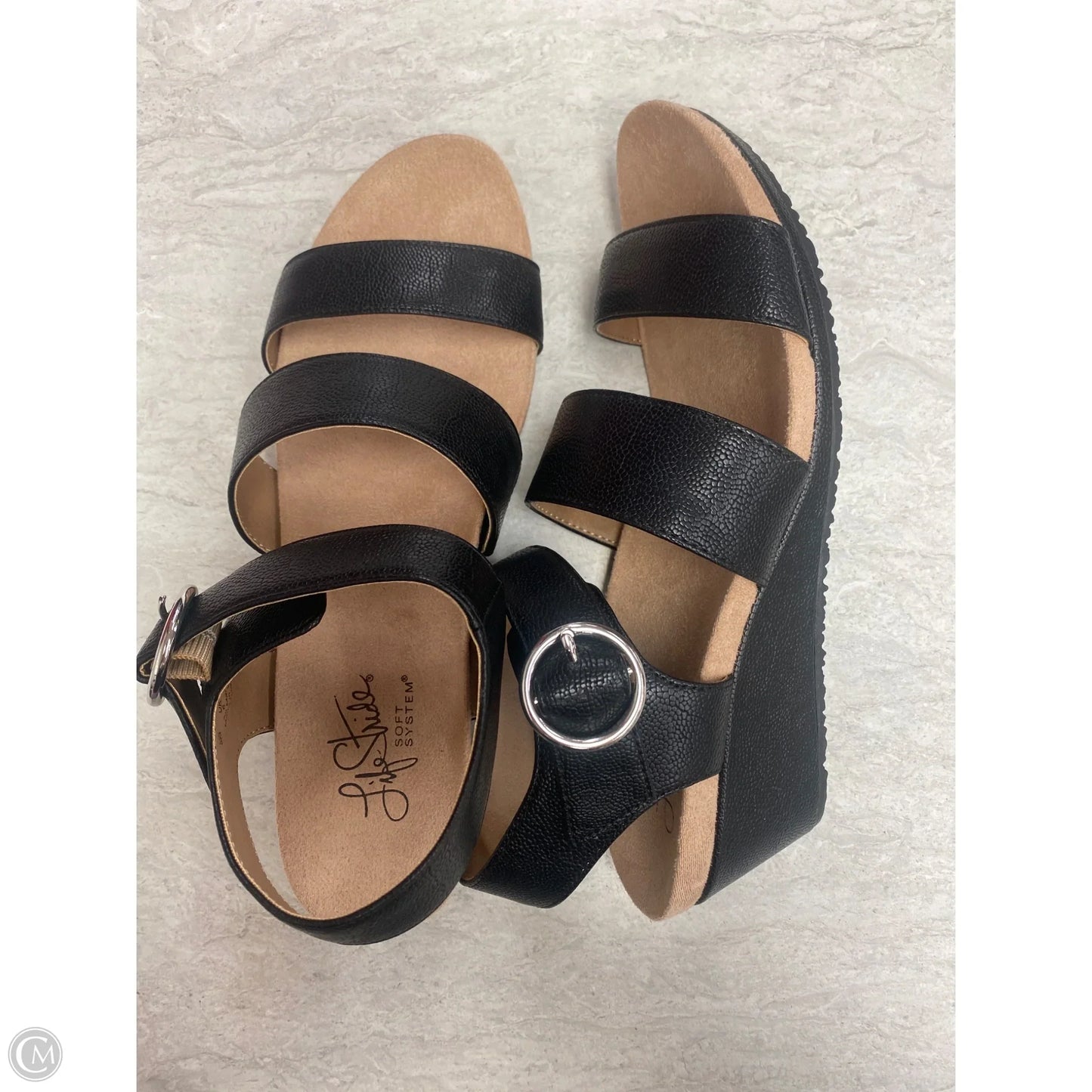 Sandals Heels Wedge By Life Stride In Black, Size: 8