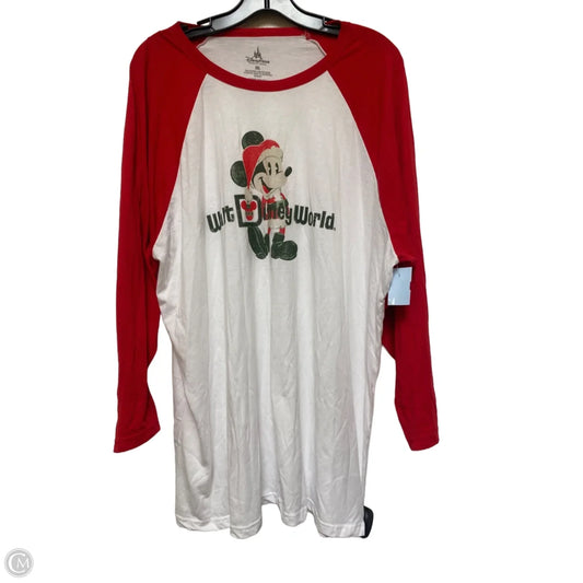 Top Long Sleeve Basic By Disney Store In Red & White, Size: Xxl