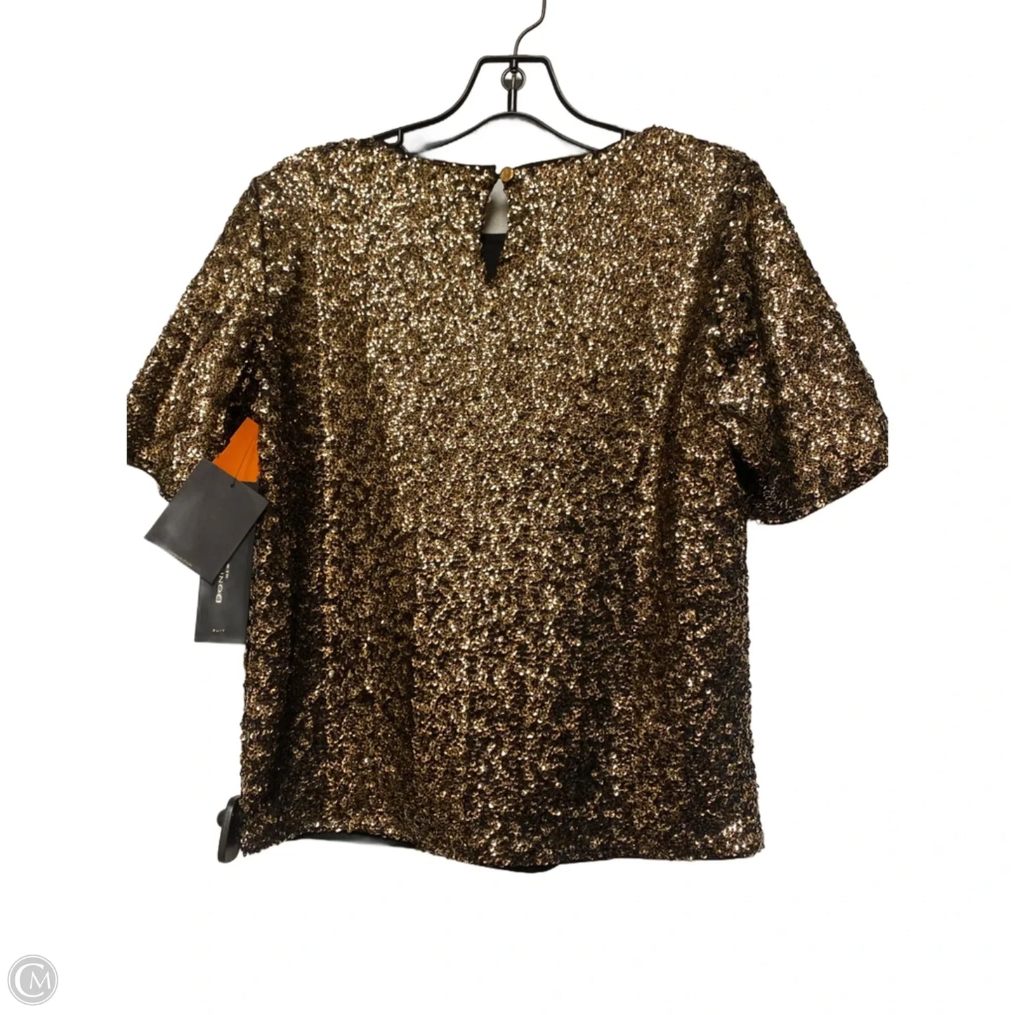Top Short Sleeve By Donna Karan In Black & Gold, Size: Xs