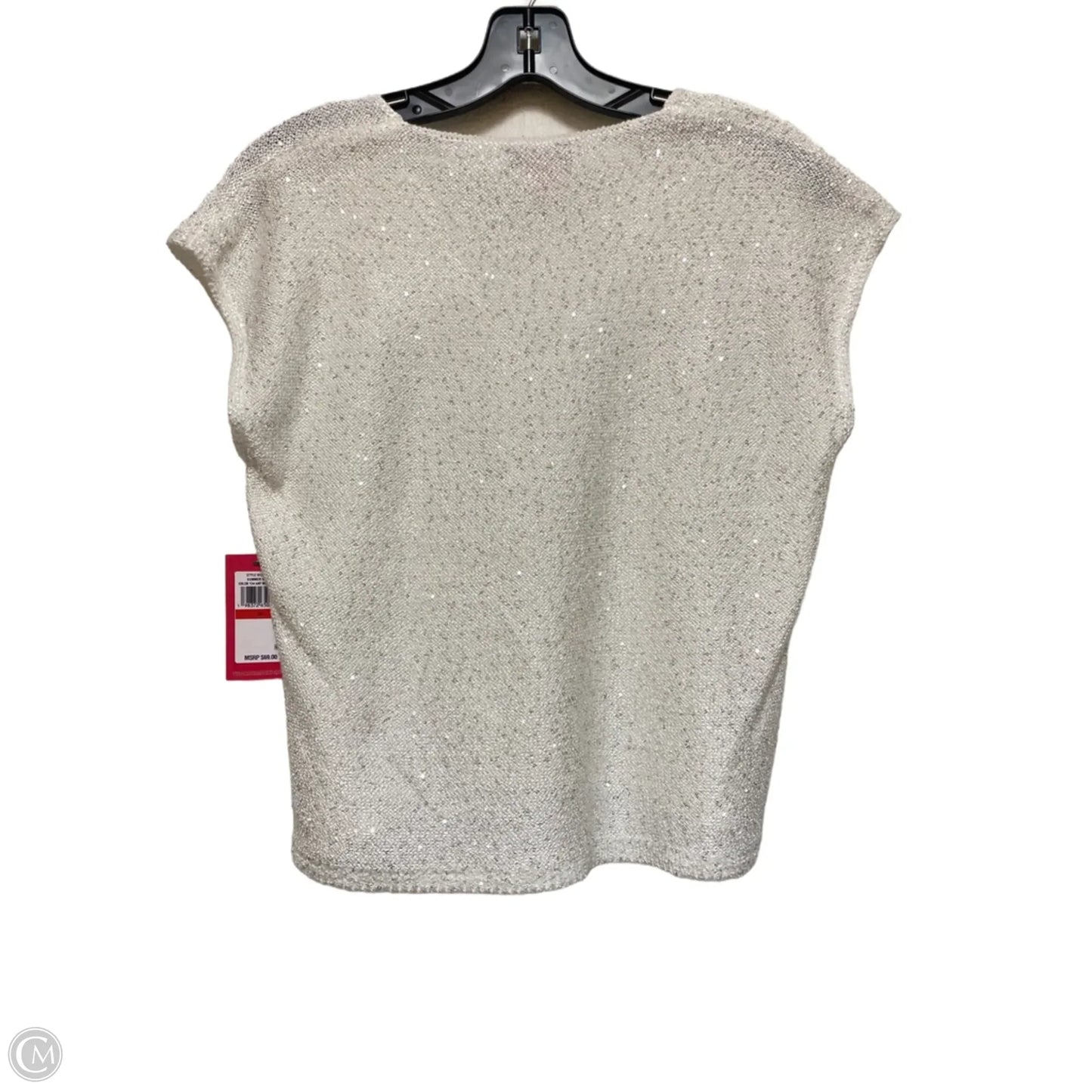 Top Sleeveless By Vince Camuto In Silver & White, Size: Xs