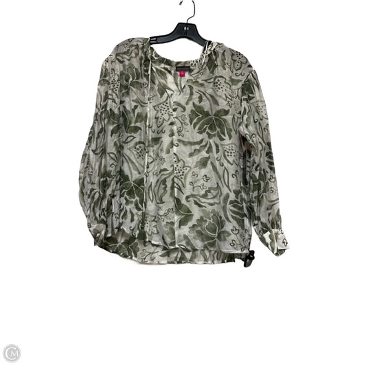 Top Long Sleeve By Vince Camuto In Green & White, Size: Xs